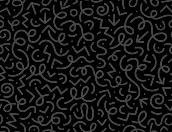 Kusursuz Siyah Beyaz Geometrik Desen Hipster Memphis Tarzı Karanlık Arkaplan — Stok Vektör