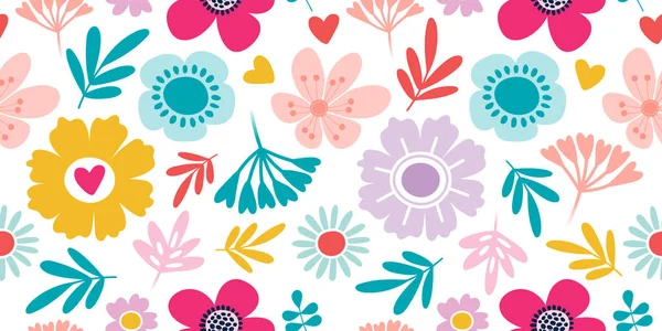 Set Two Abstract Simple Seamless Pattern Flowers Two Texture Module — Stock Vector