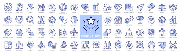 Core Values Icon Set Full Vector Outline Style Icons Vector — Stock Vector