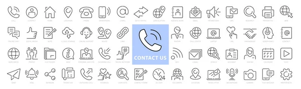 Σύνολο Επικοινωνήστε Μαζί Μας Web Icons Line Style Web Και — Διανυσματικό Αρχείο