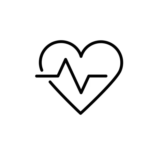 Ícone Cardiograma Pulso Cardíaco Estilo Esboço Heartbeat Ícone Fundo Branco — Vetor de Stock