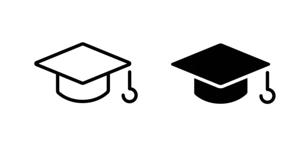 Graduation Cap Icon Line Glyph Version Student Hat Outline Filled — Stock Vector