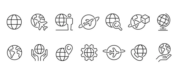 Значок Мировой Линии Глобуса Значок Линии Глобальной Карты Планеты Вектор — стоковый вектор