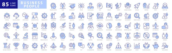 Business People Line Icons Set Business Teamwork Elements Outline Icons — Stockový vektor