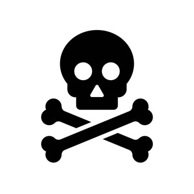 Kafatasında tehlike işareti var. Toksik, elektrik veya kimyasal uyarı simgesi. Tehlike üçgeni ölüm sembolü