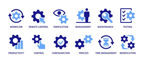 Business Process Icon Set Workflow Productivity Symbol Vector Illustration Royalty Free Εικονογραφήσεις Αρχείου