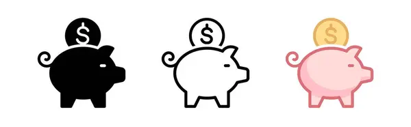 Εικονίδιο Κουμπαράς Piggy Τράπεζα Εξοικονόμηση Χρημάτων Εικονίδιο Διαφορετικό Στυλ Κουμπαράς Διανυσματικά Γραφικά