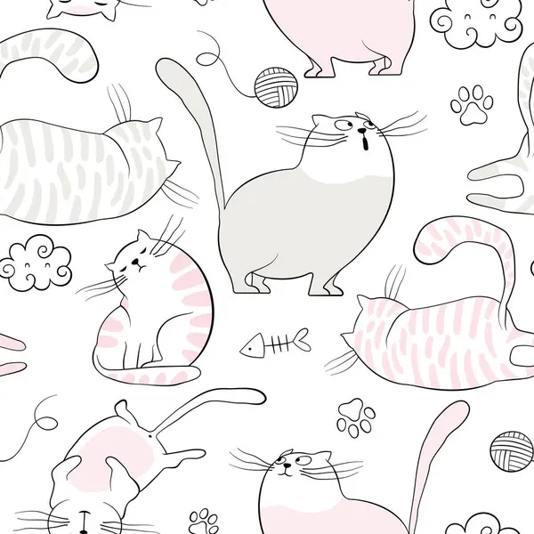 Cat Outline Seamless Vector Pattern Vector Graphics