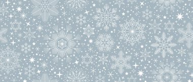 Beyaz kar taneleri vektör illüstrasyonlu mavi noel kartı