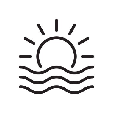 Sunset outline biçim simgesi. Yükselen güneş simgesi