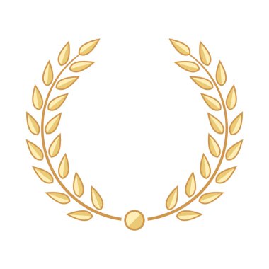 Beyaz arkaplanda altın defne çelengi