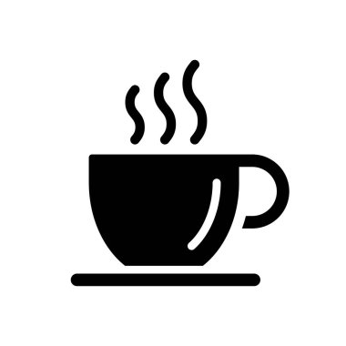 Gıda uygulamaları ve web siteleri için bir fincan sıcak kafe kahve veya kafein yassı vektör ikonu