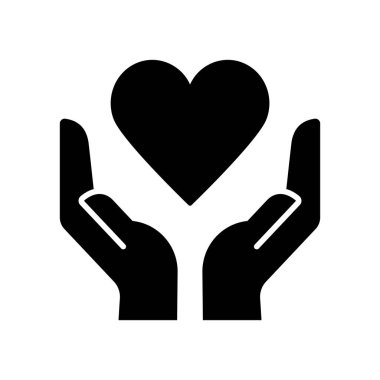 Kalp düz simgesi apps ve Web sitesi için holding sağlık eller