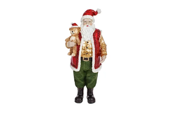 Статуэтка Санта Клауса Белом Фоне — стоковое фото