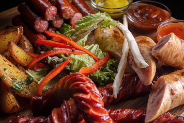 Çeşitli et ve sosis ahşap oyun tahtası