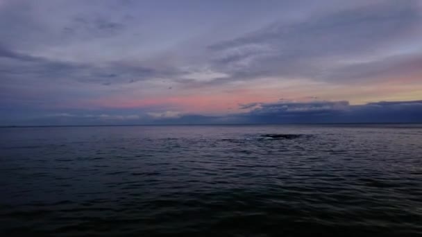 Mar Puesta Sol Panorama Olas Lentas Costa — Vídeo de stock