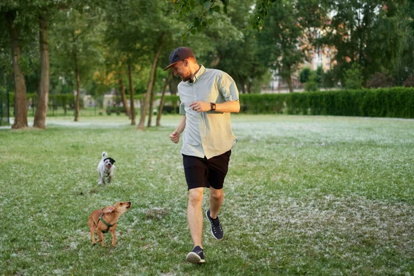 stock image Support, care or happy family, man and kids bonding with foster puppy or pet and enjoying time together. High quality photo