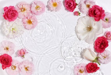 Saf suda güzel bir çiçek aranjmanı