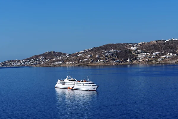 Pohled Výletní Loď Ostrov Mykonos Řecko — Stock fotografie