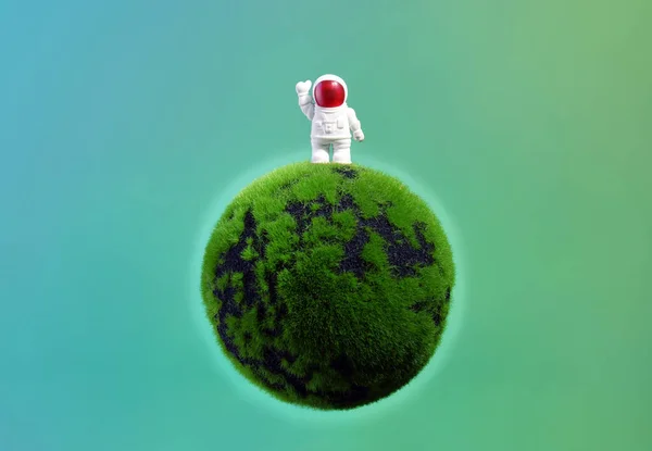 Komik Astronot Yeni Bir Gezegeni Keşfediyor — Stok fotoğraf