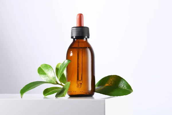 Botella Marrón Con Maqueta Producto Cosmético — Foto de Stock