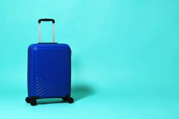 Blue Trolley Travel Bag Mint Background — Stock Photo, Image