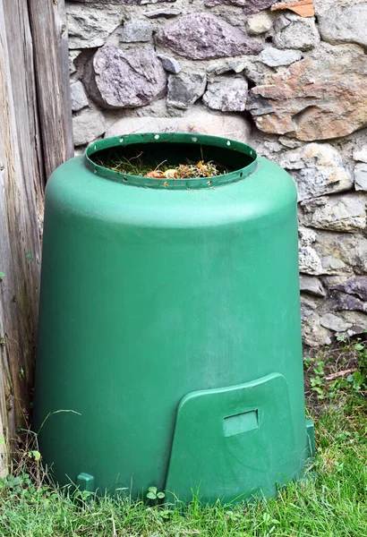Compost container in the garden