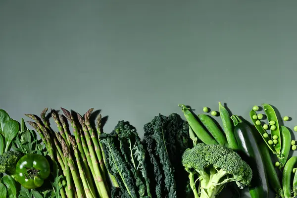 stock image Frame of green vegetables on green backround