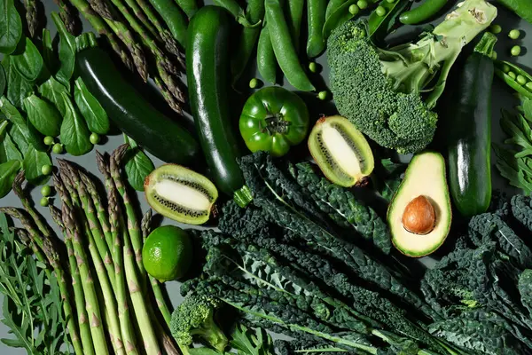 stock image Composition of green vegetables and fruits