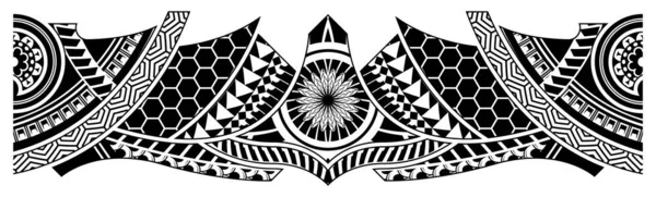 波利尼西亚人纹身图案毛利族 萨莫亚装饰边框 族裔部落模板向量 — 图库矢量图片