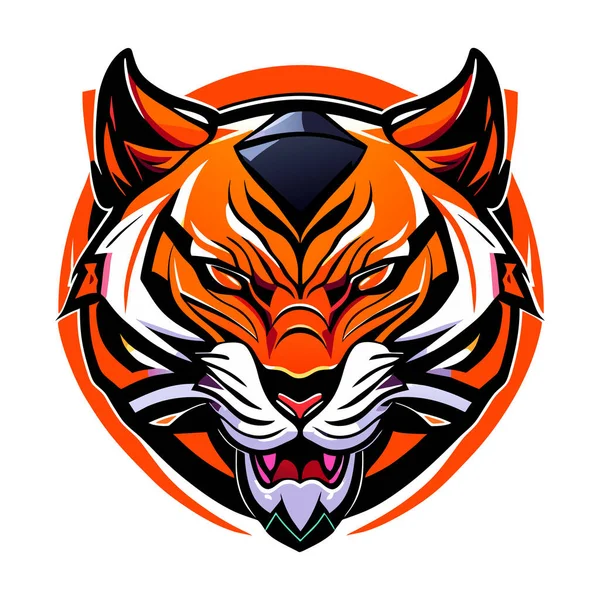 Eスポーツ虎ロゴベクトル タイガーヘッドマスコットスポーツロゴデザイン — ストックベクタ