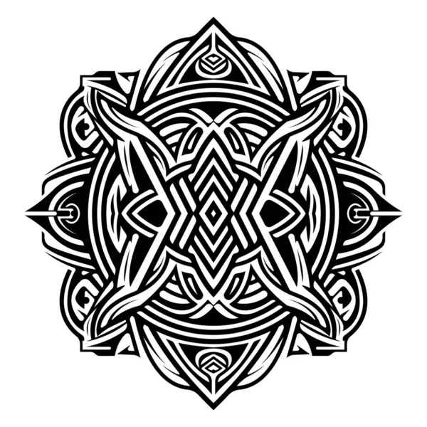 Maori Cerchio Tatuaggio Forma Tribale Disegno Del Tatuaggio Modello Vettore — Vettoriale Stock