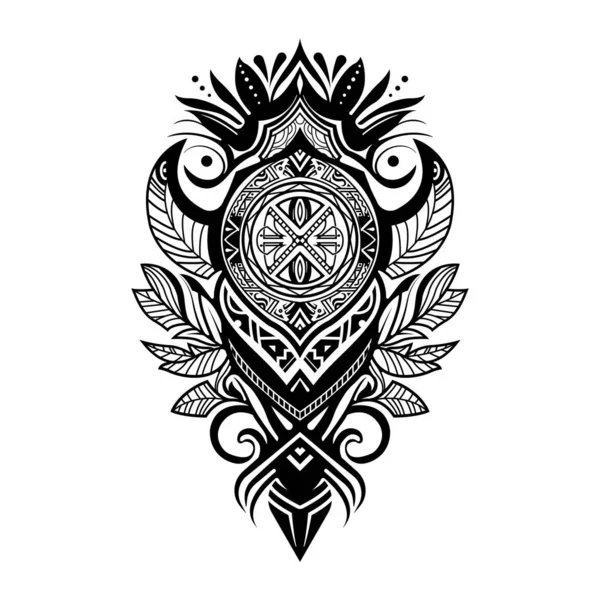 Tetoválás Törzsi Absztrakt Hüvely Fekete Kar Váll Tetoválás Fantasy Motívum — Stock Vector