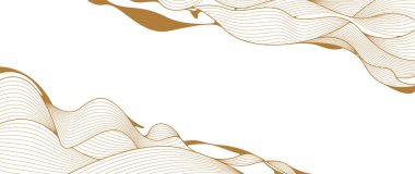 Lüks altın duvar kağıdı. Art Deco Deseni, baskı, kumaş, ambalaj tasarımı için doğrusal dalga arkaplan dokusu, davet.