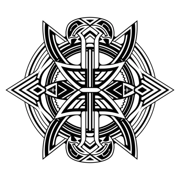Maori Circle Tattoo Shape Tribal Tattoo Design Pattern Polynesian Mandala — Stock Vector