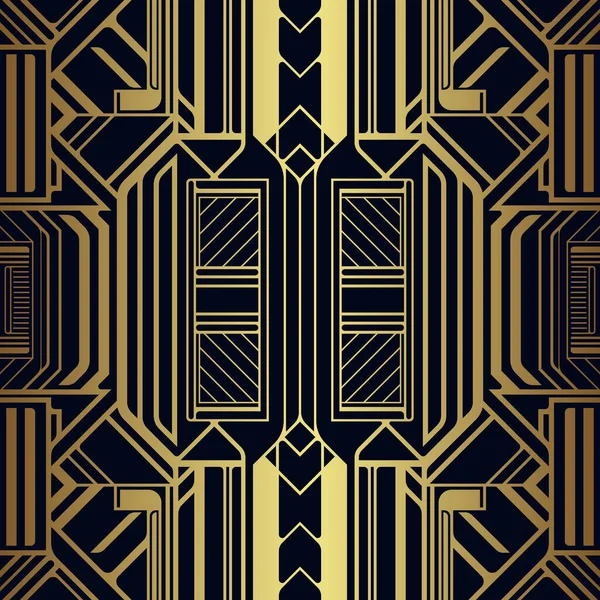 Vector Modern Geometric Tiles Pattern Luxury Dark Blue Gold Shape — Stock Vector