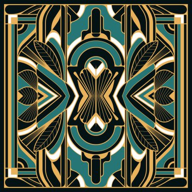 Vektör modern geometrik fayans deseni. Altın şekilli lacivert bir lüks. Soyut sanat deco dikişsiz arkaplan.