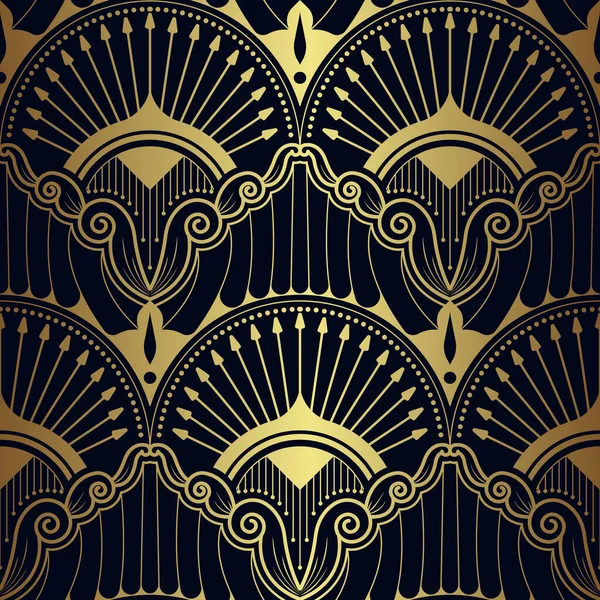 Векторный Современный Геометрический Рисунок Плитки Роскошный Темно Синий Золотой Формой — стоковый вектор
