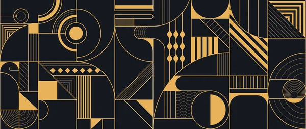 Lyxig Gyllene Geometrisk Bakgrund Art Deco Mönster Linjär Våg Bakgrund Stockillustration