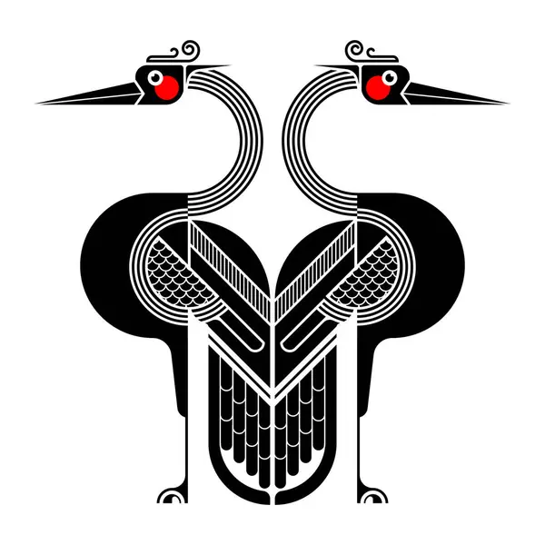 Abstrait Géométrique Oiseau Noir Illustration Vectorielle — Image vectorielle