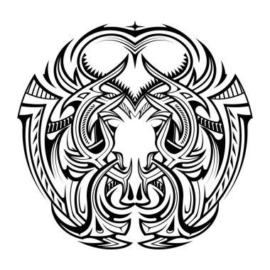 Maori dairesi dövme şekli, kabile dövmesi deseni polinezya mandala vektörü