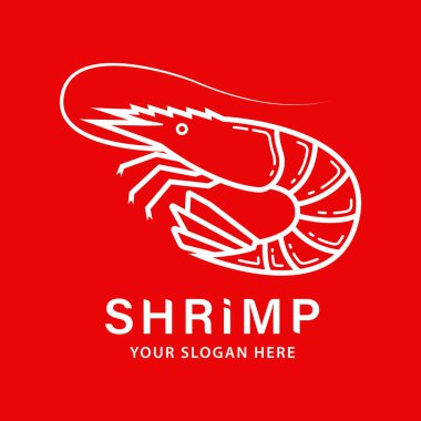 Karides basit çizgi simgesi logo vektör tasarımı. Piknik, kafe, restoran, tezgah ve teslimat için vektör kavramı