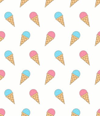 Dondurma, mavi ve pembe renkli kusursuz desen, vektör eps10 illüstrasyon