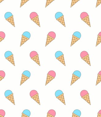 Dondurma, mavi ve pembe renkli kusursuz desen, vektör eps10 illüstrasyon