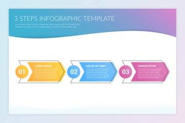 Infographic template with arrows with three steps or options, workflow or process diagram, vector eps10 illustration
