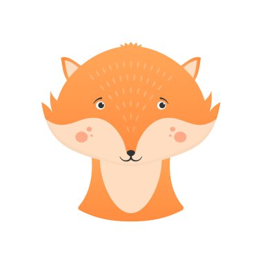 Cute fox face on white background, vector eps10 illustration