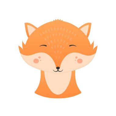 Cute fox with closed eyes, vector eps10 illustration