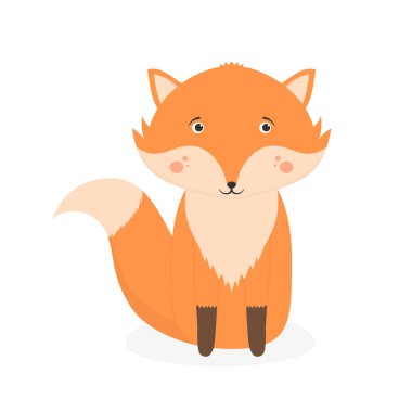 Cute fox on white background, vector eps10 illustration