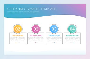 Dört adım veya seçenekli bilgi şablonu, iş akışı, süreç diyagramı, vektör eps10 illüstrasyonu