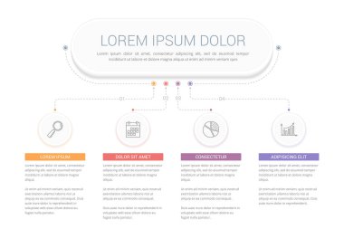 Ana başlık ve 4 adım veya seçenek içeren bilgi şablonu, iş akışı, süreç şeması, vektör eps10 illüstrasyon